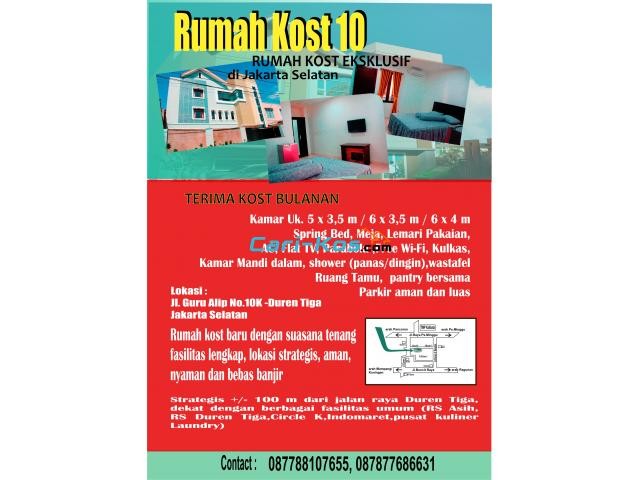 Rumah kost Eksklusif nyaman dan aman